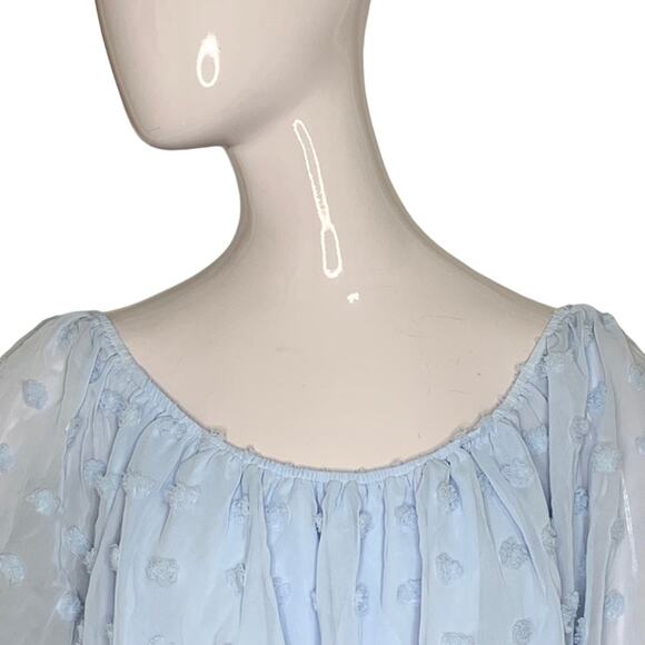 Audrey Parks+Francesca's NWT Blouse Sheer Long Sleeve Light Blue Pullover Size S - Picture 2 of 12